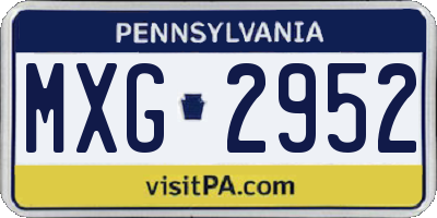 PA license plate MXG2952