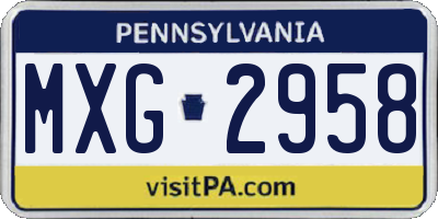 PA license plate MXG2958