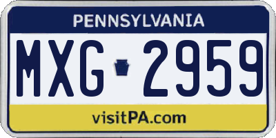 PA license plate MXG2959