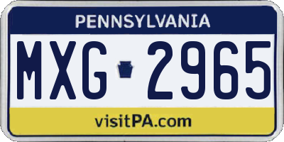PA license plate MXG2965