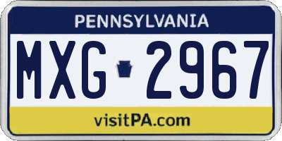 PA license plate MXG2967