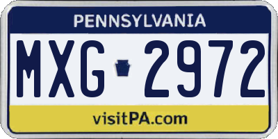 PA license plate MXG2972