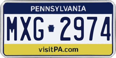 PA license plate MXG2974