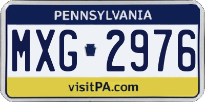 PA license plate MXG2976