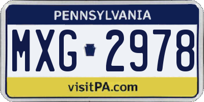 PA license plate MXG2978