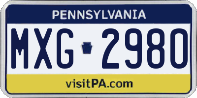 PA license plate MXG2980