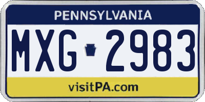 PA license plate MXG2983