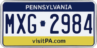 PA license plate MXG2984