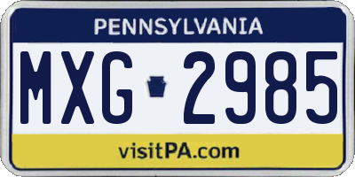 PA license plate MXG2985