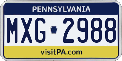 PA license plate MXG2988