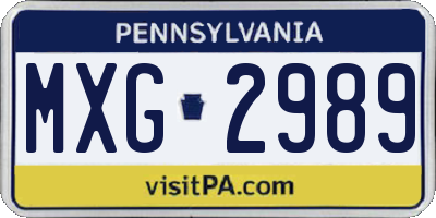 PA license plate MXG2989