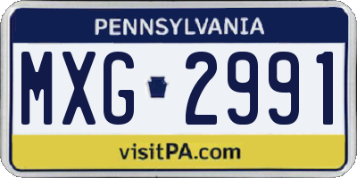 PA license plate MXG2991