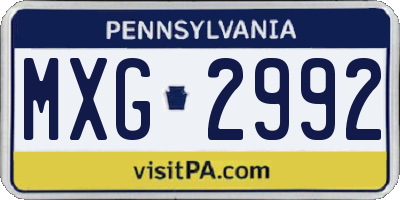 PA license plate MXG2992