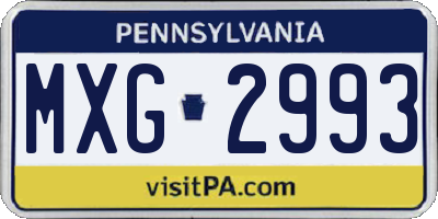 PA license plate MXG2993