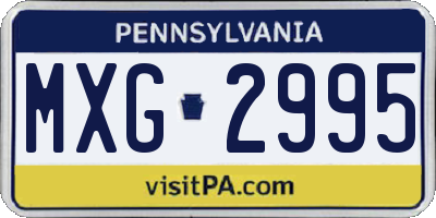 PA license plate MXG2995