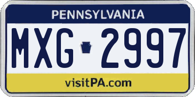 PA license plate MXG2997