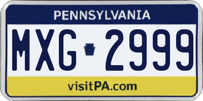 PA license plate MXG2999