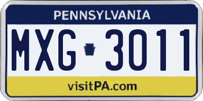 PA license plate MXG3011