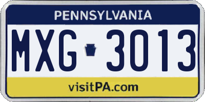 PA license plate MXG3013