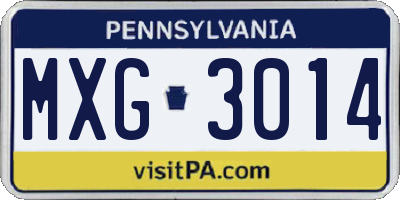 PA license plate MXG3014
