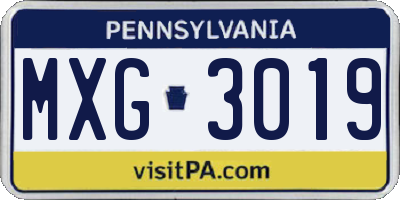 PA license plate MXG3019