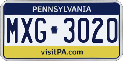 PA license plate MXG3020