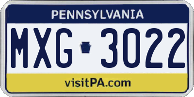 PA license plate MXG3022