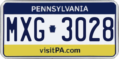 PA license plate MXG3028