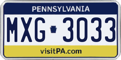 PA license plate MXG3033
