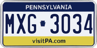 PA license plate MXG3034
