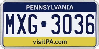 PA license plate MXG3036