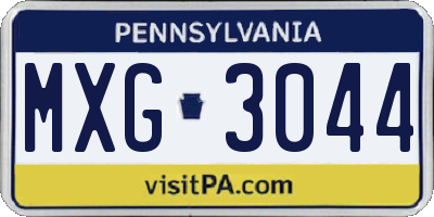 PA license plate MXG3044