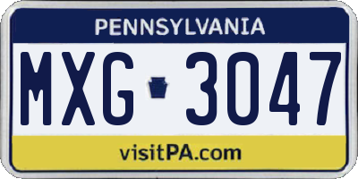 PA license plate MXG3047