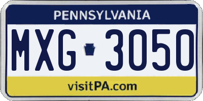 PA license plate MXG3050