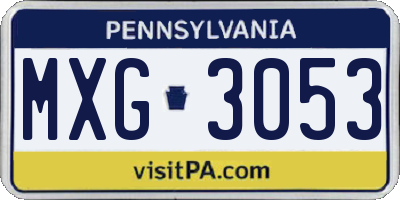 PA license plate MXG3053