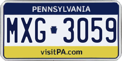 PA license plate MXG3059