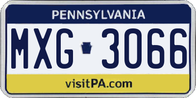 PA license plate MXG3066