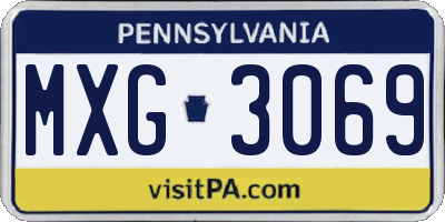 PA license plate MXG3069