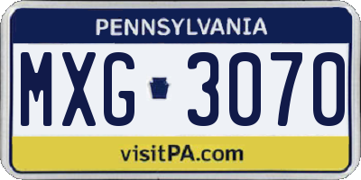PA license plate MXG3070