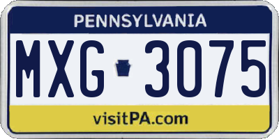 PA license plate MXG3075