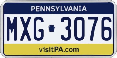 PA license plate MXG3076