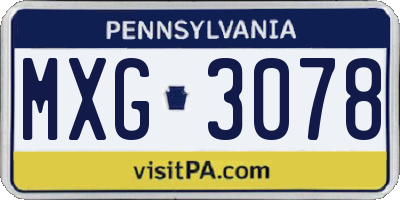 PA license plate MXG3078