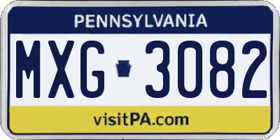 PA license plate MXG3082