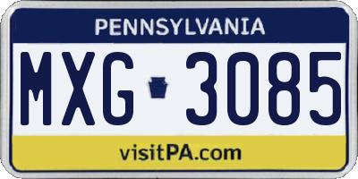 PA license plate MXG3085