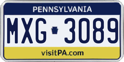 PA license plate MXG3089