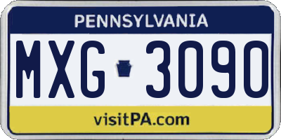 PA license plate MXG3090