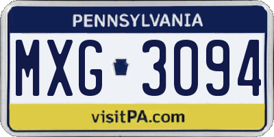 PA license plate MXG3094