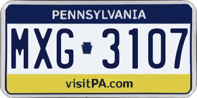 PA license plate MXG3107