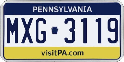 PA license plate MXG3119