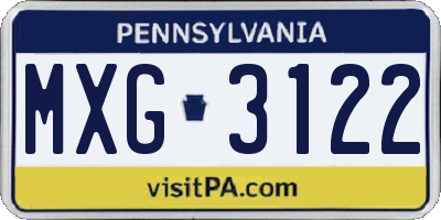 PA license plate MXG3122
